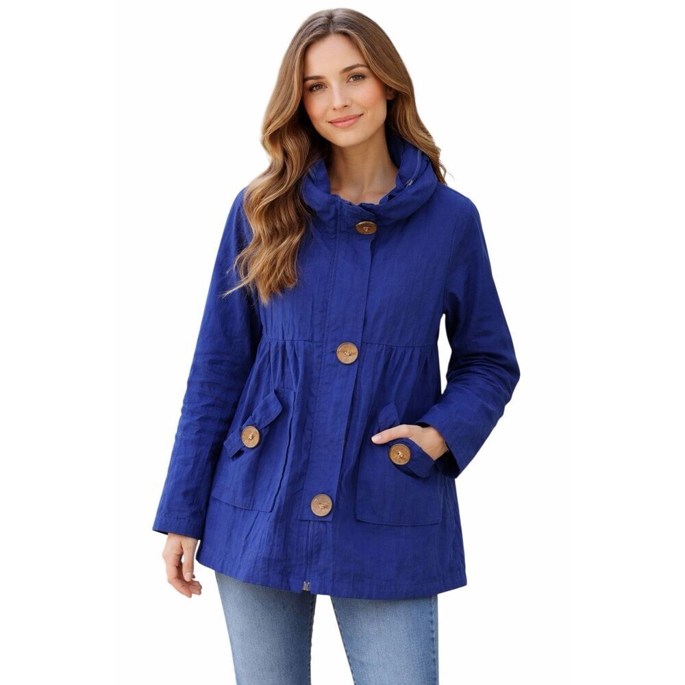 Dorman  Vintage Y2K Royal Blue Windbreaker Hooded Baby Doll Jacket SZcS